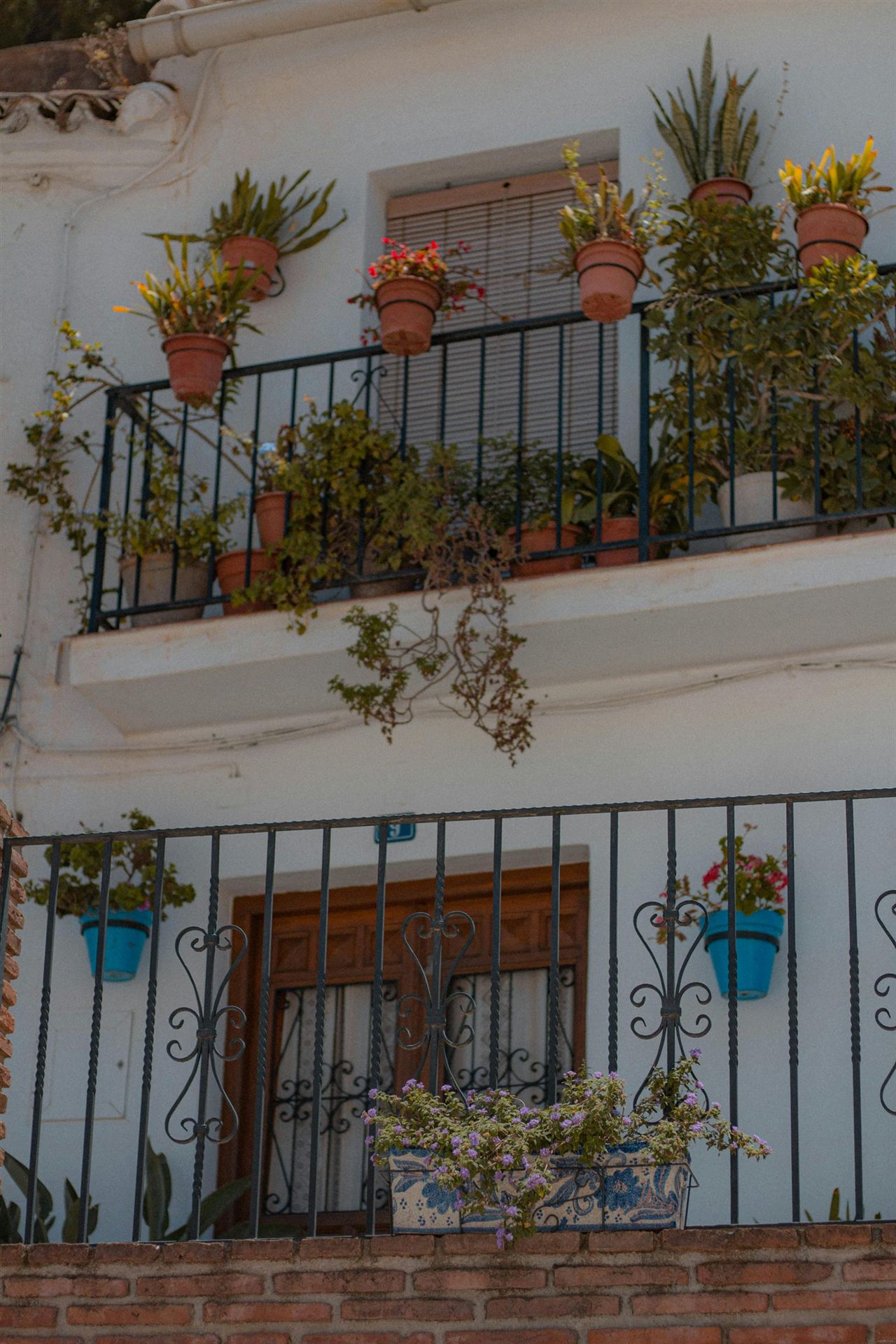 Balcon vert avec plantes et jardinières